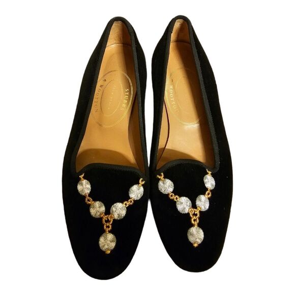 SOLD!!! STUBBS & WOOTTON Embroidered Velvet Loafers - Size 7 - Picture 1 of 6